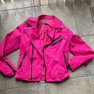 Y2K Tripp NYC Hot Pink Women's denim moto Jacket. Size s